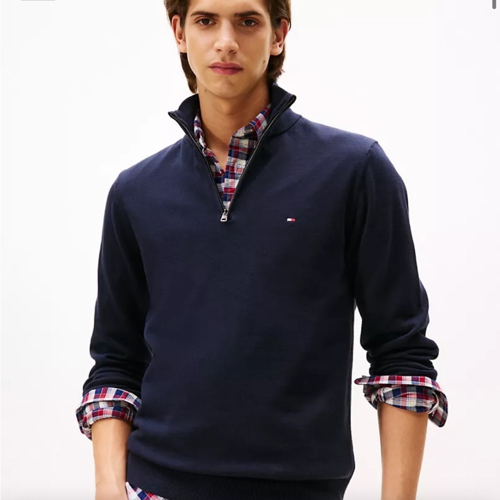 TOMMY HILLFIGER TOMMY ADAPTIVE Quarter ZipNavy Blue Sweater